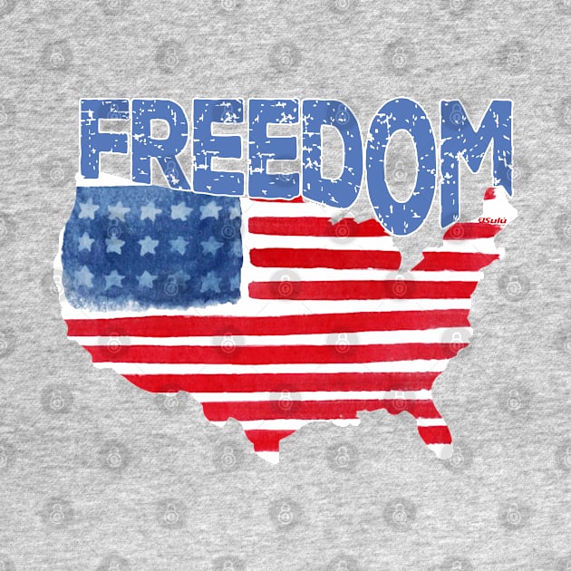 FREEDOM USA MAP Independence Day 4th of July Design by ejsulu